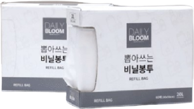 뽑아쓰는 투명 비닐 봉투 분리수거함 분리 수거 20L 60매, 1개