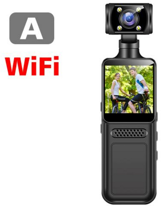 휴대용 브이로그 카메라 128GB 4K 울트라 HD 액션 미니 180도 회전 Vlog Wifi 스포츠 캠 방수 케이스 헬멧 여행 자전거 운전자 레코더, With 128GB Card, [01] WIth WIFI