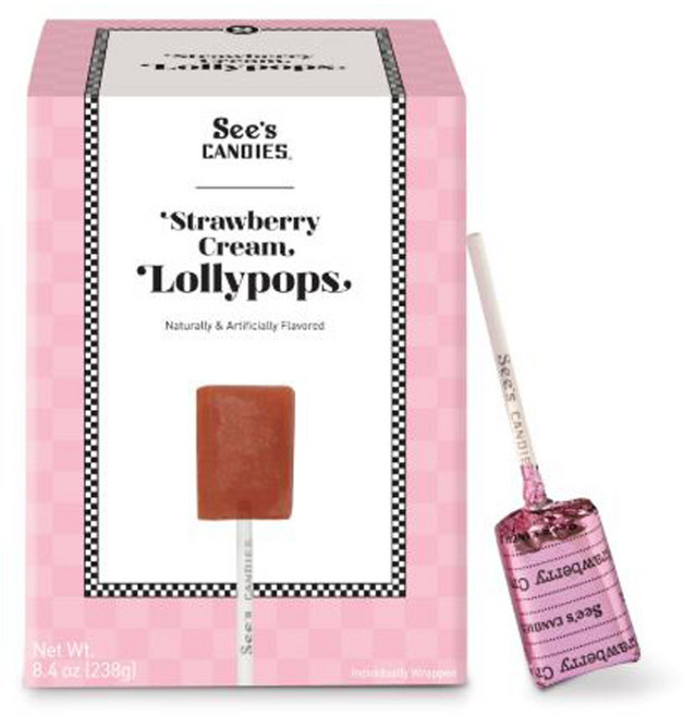 씨즈캔디 롤리팝 어쏘티드 딸기맛 스트로베리 12개입 238g Lollypops, 1세트