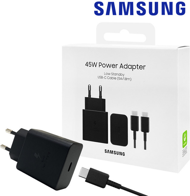 삼성 정품 45W PD3.0 C타입 초고속 갤럭시 절전형 GaN 충전기 S24울트라 노트북 (케이블1.8m포함) EP-T4511, 블랙(1.8M케이블포함), 1개