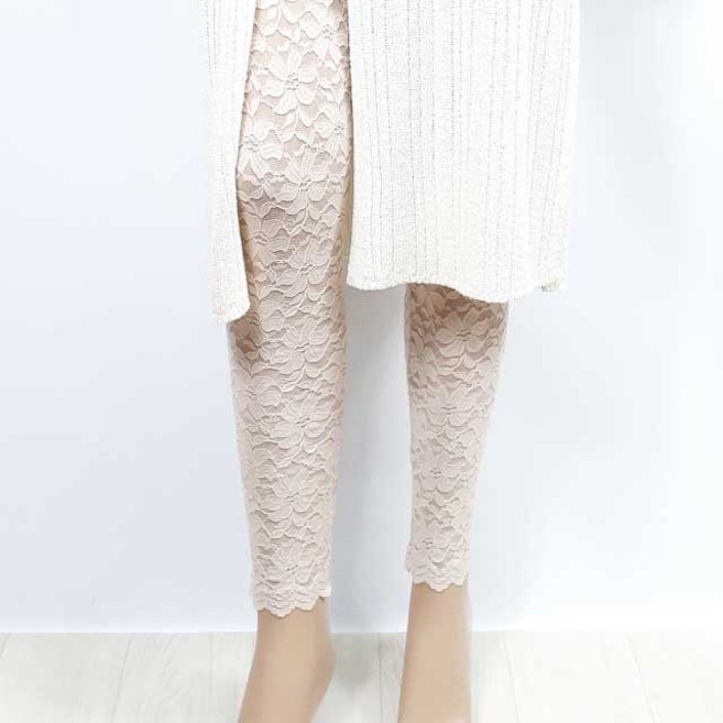 여성 데일리 국산 플라워 레이스 레깅스 (3color)