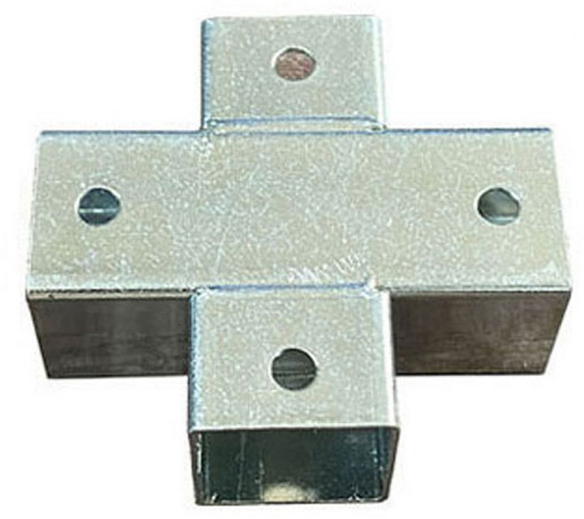 25mm 각관용 스틸 4구(십자형) 사각파이프조인트 기본형 각관 구조물 연결 맥스조인트, 1개