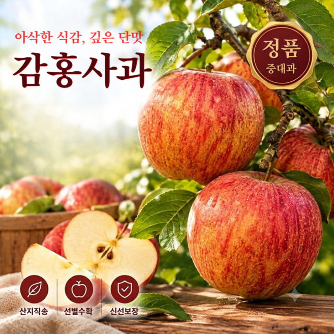 (2026년 햇사과) 감홍사과 중대과 감홍 고당도 아삭한 경북 햇사과, 1박스, 2kg