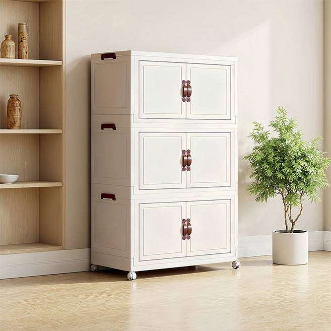 YEAAYE 대용량 더블 도어 접이식 스토리지 캐비닛 263-3, 순수한 흰색