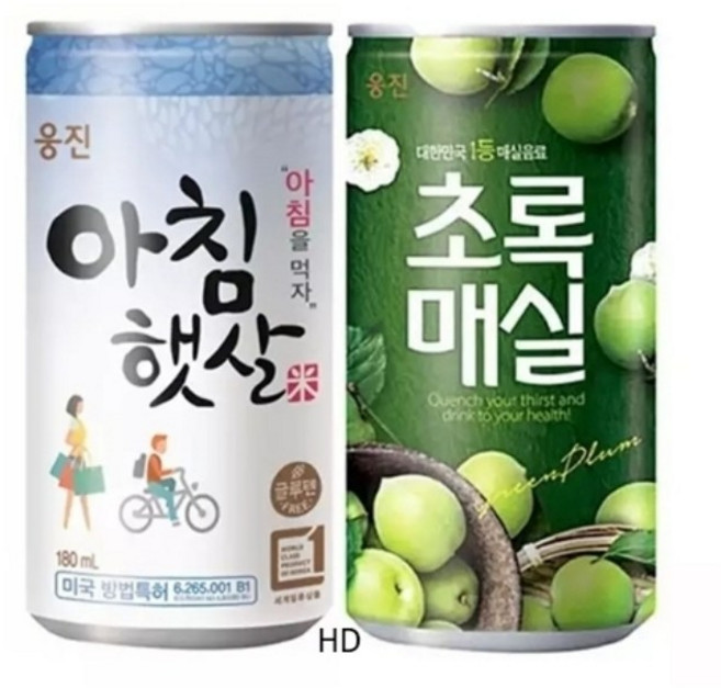 웅진 초록매실 180ml x 15캔 + 아침햇살 180ml x 15캔 / 총30캔, 30개