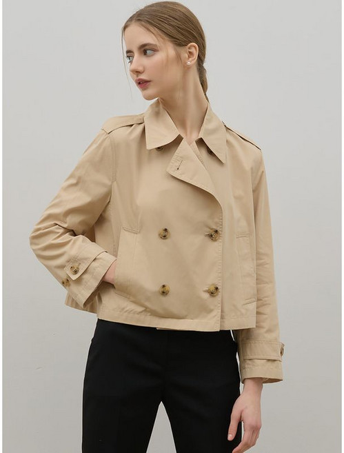 쉬즈미스 경쾌한 더블버튼 숏 트렌치코트 택가격 278000원