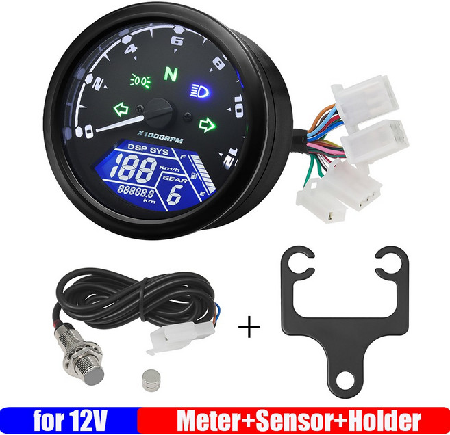 오토바이 계기판 1 12V 계기 속도계 범용 호환 디지털 LCD 계량기 센서 4 12000RPM 0 실린더 타코미터, meter sensor holder, 1개