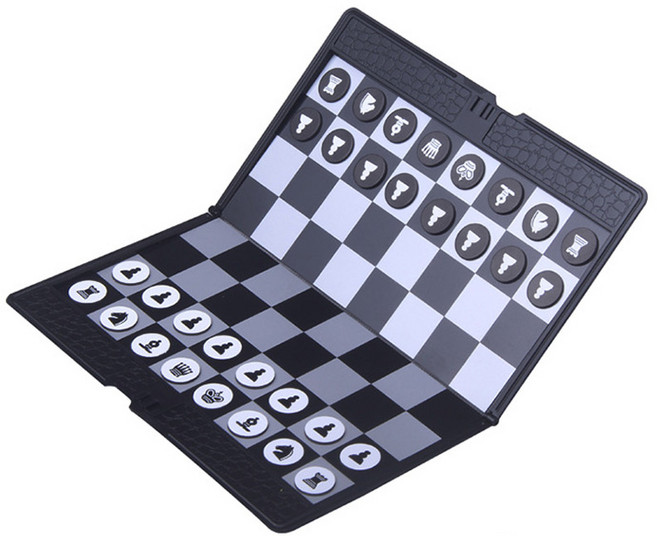 UB 마그네틱 체스 08 가죽 클립 국제 흑백 플립 버튼 체스 슬림 접이식, 체스 1708, 1개