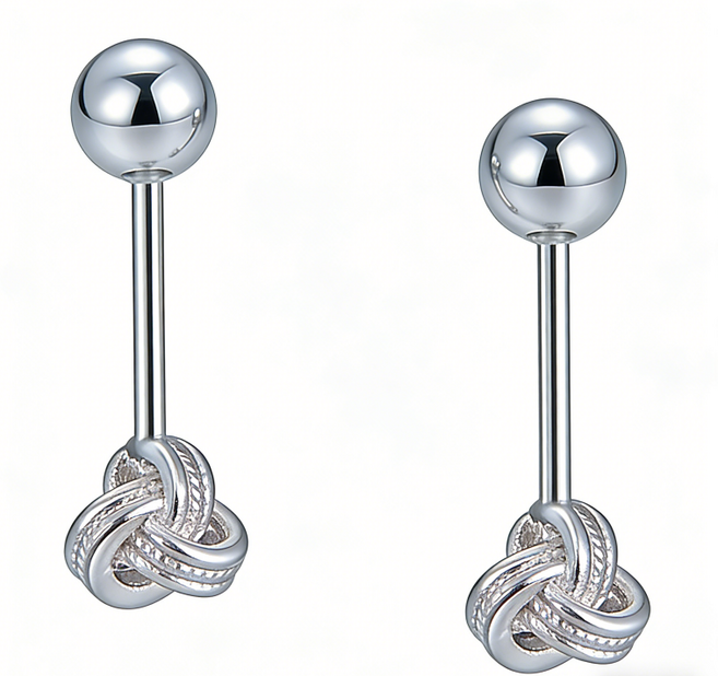 個性如意結耳釘免耳堵螺旋耳骨釘女小衆精緻個性簡約養耳洞耳飾