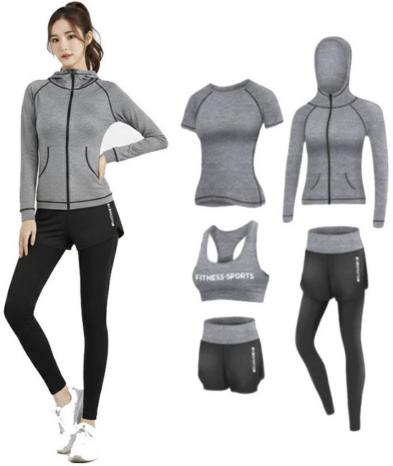 장사부 여성 5종 요가복 필라테스 운동복 트레이닝 세트 헬스복 런닝복 조깅복