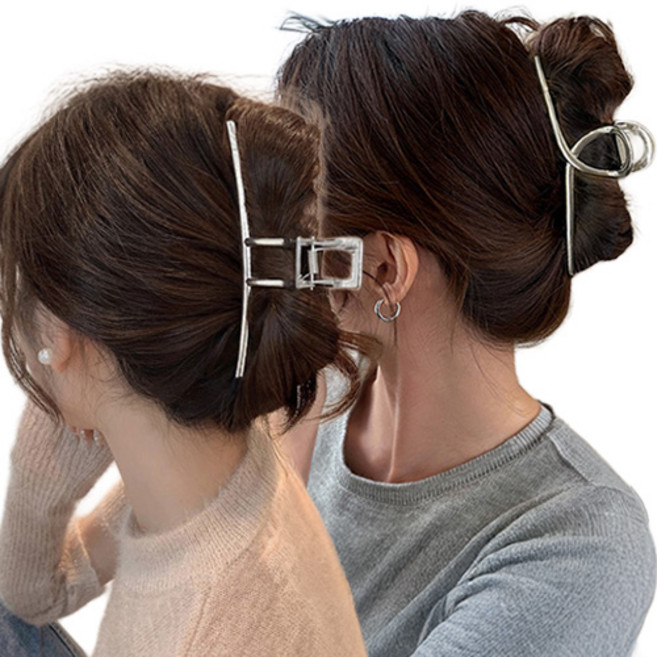 투율 [2개세트] 특별제작 광폭 꼬임 롱 라인 메탈 집게핀 TW0227