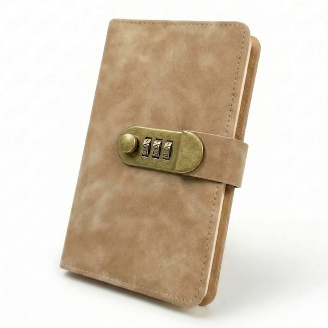 앤아일즈 비밀번호 가죽 현금 바인더 다이어리 100장 수납, 1개, 브라운