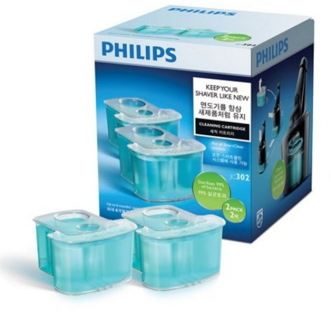 필립스 면도기 세척액 JC302/스마트클린 전용 세척 카트리지, JC302, 세척액 2개입