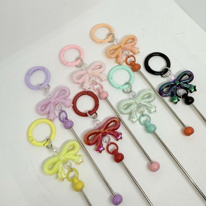 키링 키링꾸미기 거울꾸미기 거꾸 볼펜꾸미기 볼꾸 동대문 꾸미기 DIY 비즈 재료 키트 리본 큐빅 발레코어, 1개, 랜덤발송