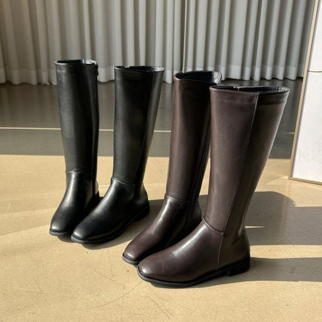 바닐라슈 세미론 베이직 인사이드ZIP 플랫롱부츠 3cm