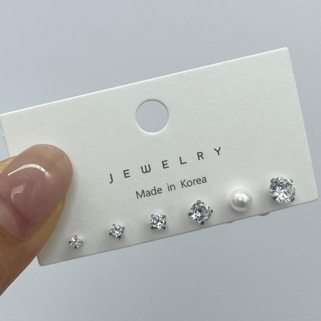 써지컬 큐빅 피어싱 5종 세트+진주 바벨 피어싱 증정 6mm 8mm