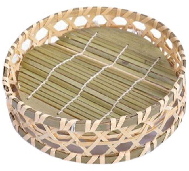 竹編小籃子創意水果竹籃竹簍零食果盤果籃, 1個, 圓形籃子小號