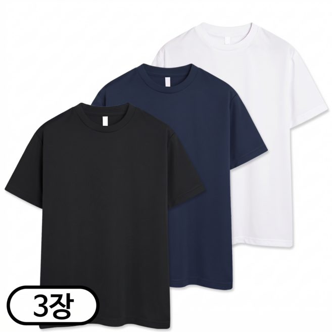 7위 - 3장 세트 드라이 라운드 쿨티셔츠 남녀공용 기능성 반팔티 냉감 반팔 반팔티 (SCC5274PT)