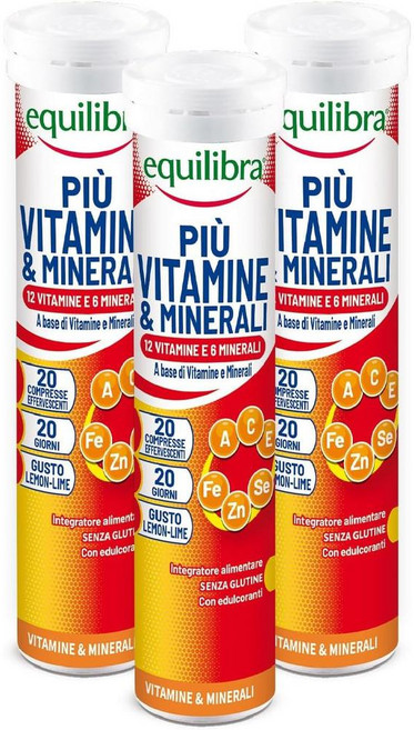 이탈리아 에퀼리브라 Equilibra 12가지 비타민과 6가지 미네랄이 함유된 멀티비타민 발포정, 3개, 20정