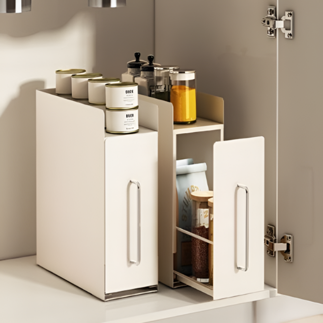 리빙투 주방 수납 정리함 철제 다용도 양념통 수납함, 화이트, 1개