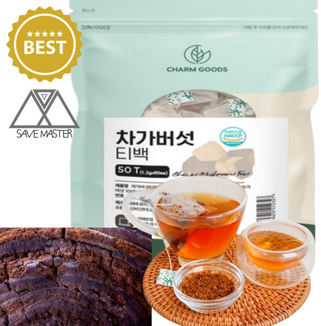 세이브마스터 러시아 차가버섯 러시아산 차가버섯 티백 차가버섯 차 100% 100프로 원물 차 삼각 티백, 1g, 100개