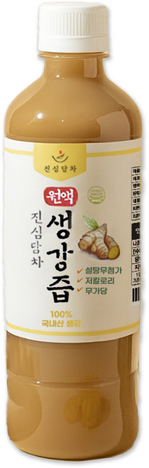 진심담차 국내산 진한 생강즙 착즙 원액 무설탕 무가당 환절기 건강차 생강차, 1개, 500g