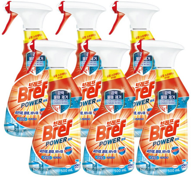 브레프 청소세정제 주방용 500ml 6개, 브레프 청소세정제 욕실용 500ml 6개
