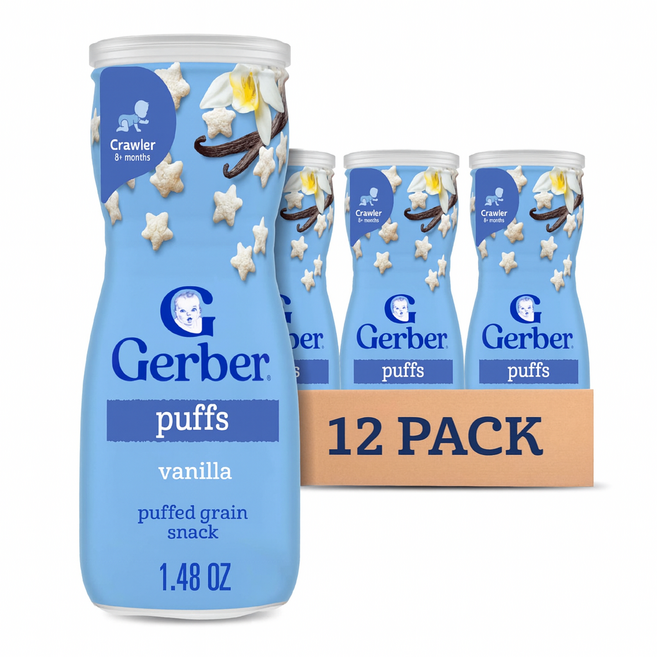 거버 그래듀에이츠 퍼프 시리얼 스낵, 42g, 12개, 바닐라