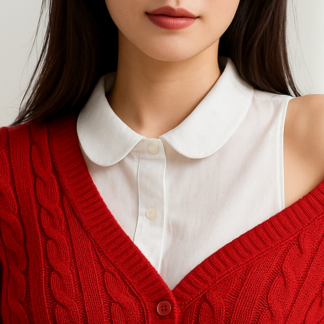 디엘리 페이크 카라 넥케이프 넥카라 셔츠