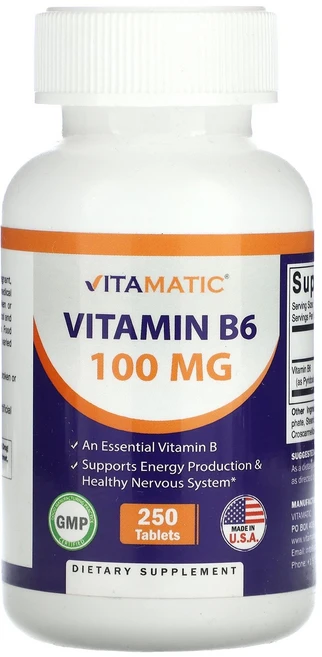 비타매틱 비타민B6 피리독신 100mg 250정, 3개 - 쿠팡
