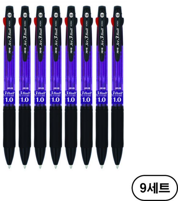 자바펜 3색볼펜 제트3볼 1.0mm, 보라(Purple), 72개