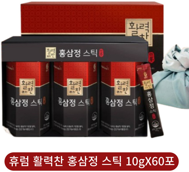 HUROM 선물용 홍삼스틱 (진세노사이드 Rg1 Rb1 Rg3의 합 12mg 함유), 1세트, 600g