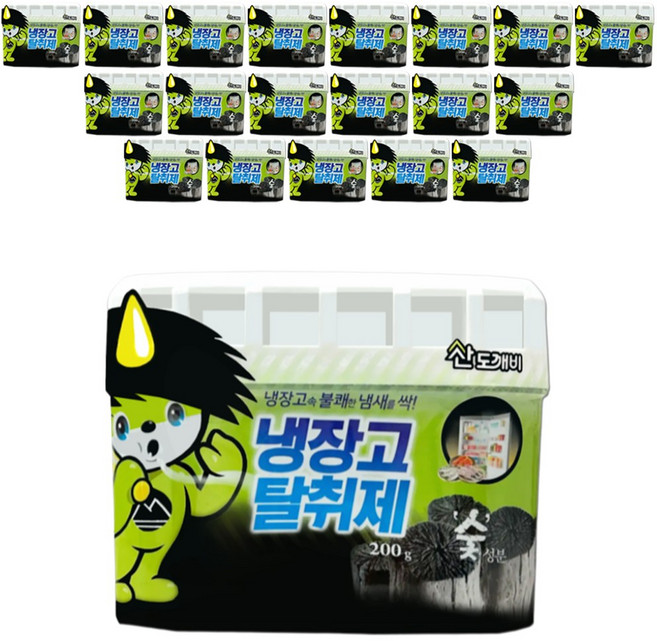 산도깨비 큰 냉장고 참숯 탈취제 본품, 200g, 20개