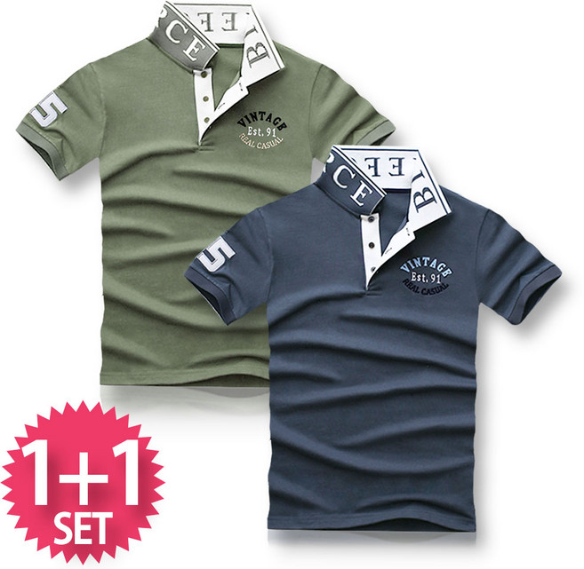 블루포스 듀브스 반팔 카라티 1+1 세트 [2장 묶음] 남자 티셔츠 남성 반팔티 단체티 남녀공용 커플티 여름 골프티 [국내생산]