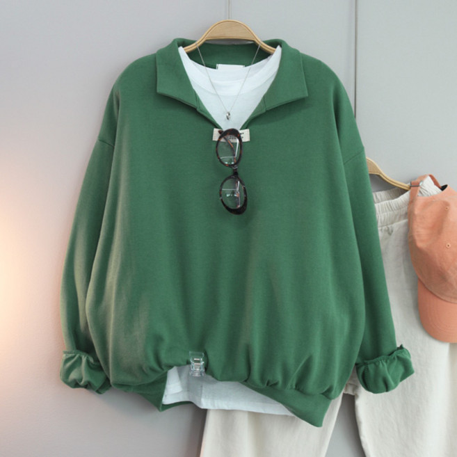 달콩 여성 빅사이즈 봄신상 아더스오픈카라넥맨투맨