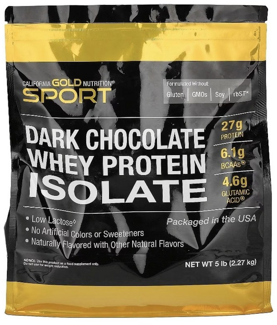 캘리포니아 골드 뉴트리션 스포츠 WPI 분리유청단백질 다크초콜릿맛 2.27kg(5lb), 1개, 227g
