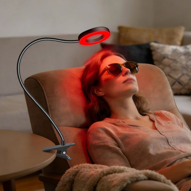 얼굴 및 신체 사용을 위한 Aumly Red Light Therapy 클립 각도 조절이 가능한 660nm 850nm 근적외선 Therapy 램프 작고 휴대하기 쉬우며 가정용, Red Light Therapy(black)