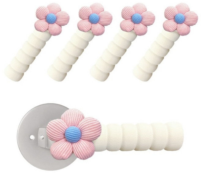 리엔떼 플라워 문콕방지 도어범퍼 문손잡이 보호쿠션 커버 4P, 핑크