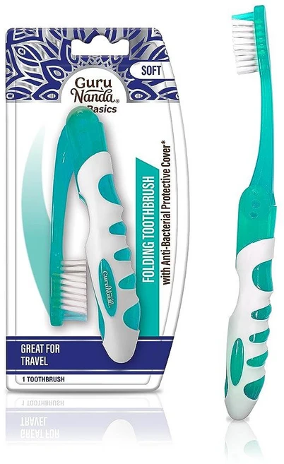 GuruNanda 내장 커버가 있는 접이식 칫솔 여행 하이킹 및 캠핑에 적합 컴팩트하고 휴대용 부드러운 칫솔모 및 인체 공학적 손잡이가 있는 휴대용 칫솔 성인 및 아동, GuruNanda 내장 커버가 있는 접이식 칫솔, 여행 - 쿠팡