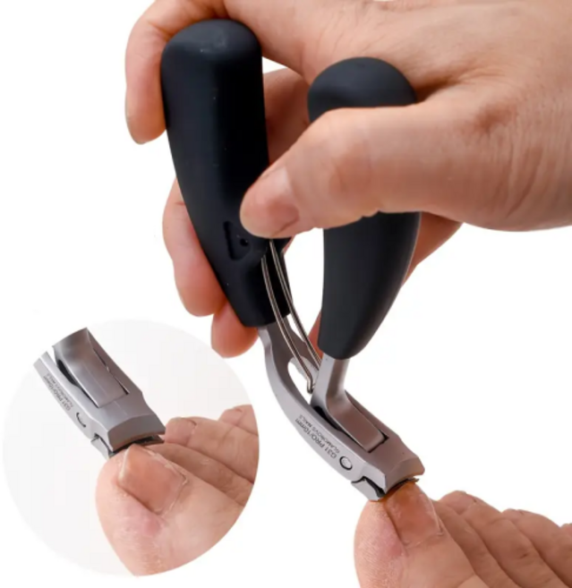 COVERONE 손발톱 튀지않는 두꺼운 발톱깍이 네일 클리퍼, 1개, 블랙