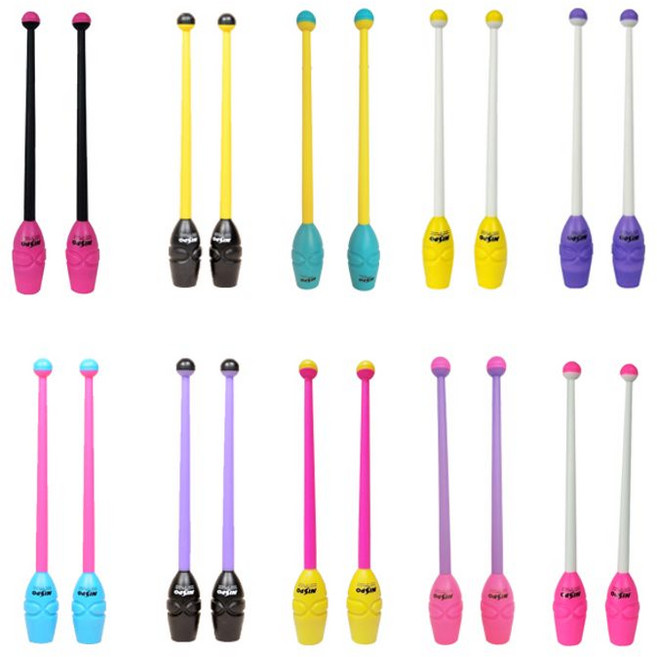 엣스앤 니스포 유소년 리듬체조 곤봉 36cm 멀티컬러, 블루옐로우, 1개