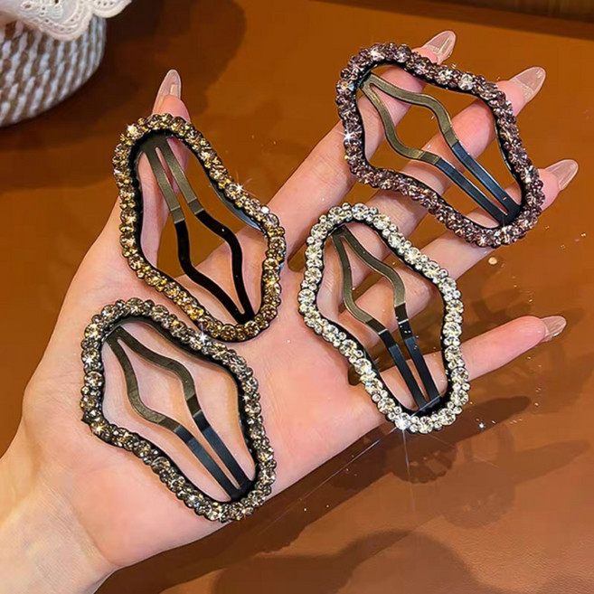 우아한 큐빅 구름 옆머리 앞머리 집게핀 여성용 와이드 똑딱핀 4종 1세트