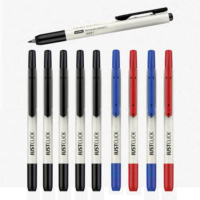 모리스 저스트클릭 노크식 네임펜 F 10개 세트, 네임펜 F 흑6개+청2개+적색2개 세트