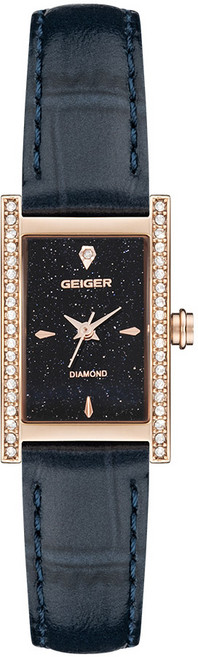 가이거 여성 다이아 사각 가죽시계 GE1252