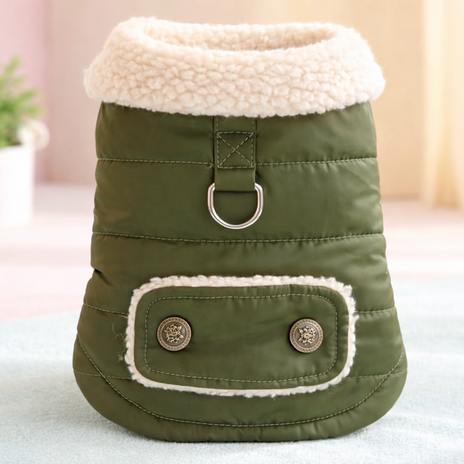 [푸들나무] 스노우 양털 패딩베스트, 1개, 카키