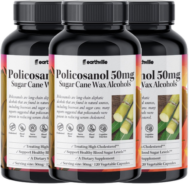 어스빌 폴리코사놀 50mg 사탕수수왁스알코올 옥타코사놀 10 20 베지캡슐, 120정, 3개