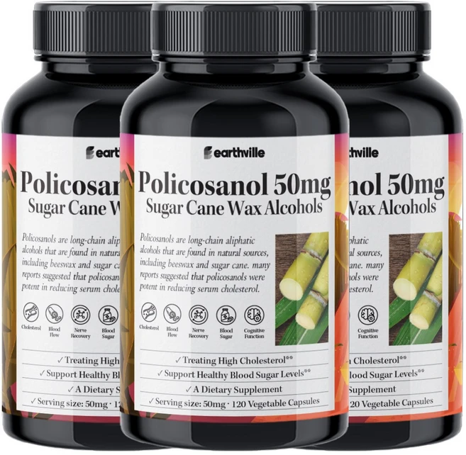 어스빌 폴리코사놀 50mg 사탕수수왁스알코올 옥타코사놀 10 20 베지캡슐, 120정, 3개 - 쿠팡