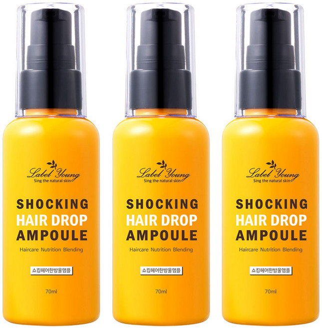 [라벨영] 손상모추천 끈적임없는 헤어앰플 쇼킹헤어한방울앰플, 70ml, 3개