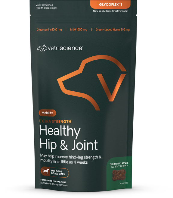 VetriScience 글리코플렉스 3 엑스트라 스트렝스 힙 & 조인트 서포트 츄어블, 1개