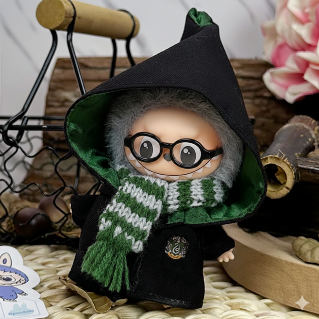 티니숲속 라부부 4세대 미니 해리포터 망토 머플러 안경 세트 인형꾸미기, 그린, 1개, 10cm